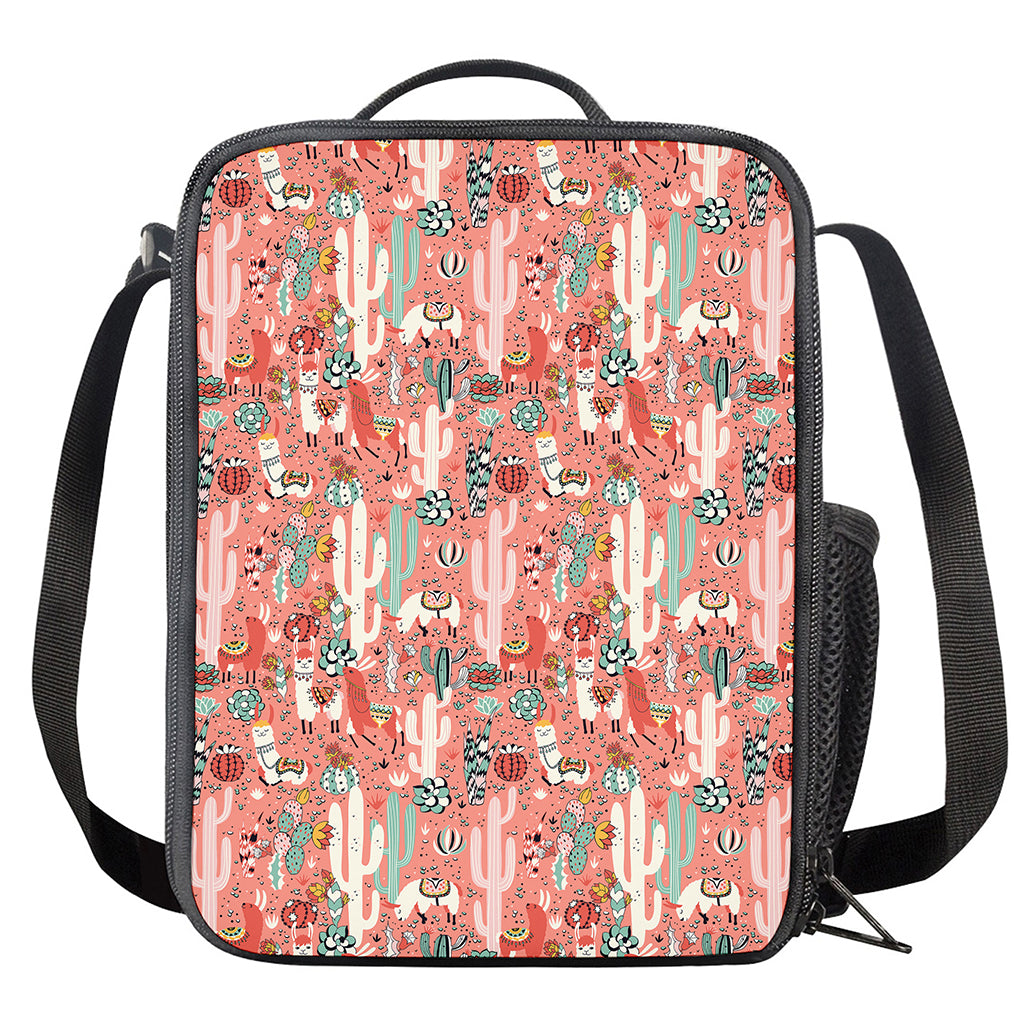 Happy Llama Pattern Print Crossbody Lunch Bag