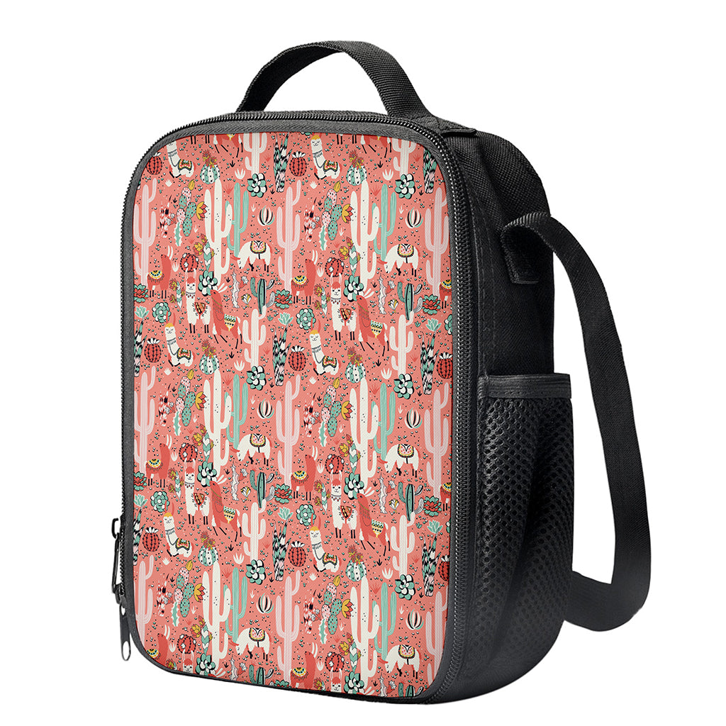 Happy Llama Pattern Print Crossbody Lunch Bag