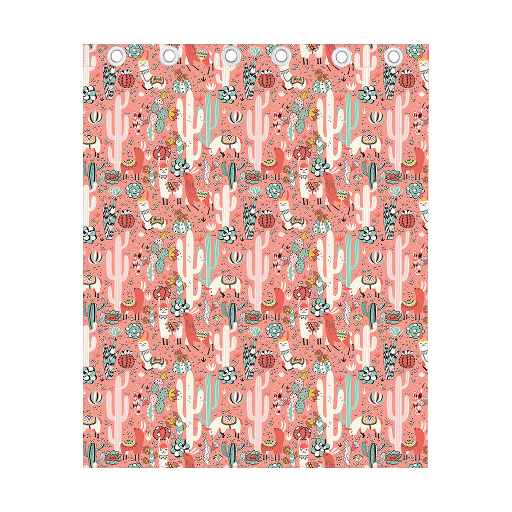 Happy Llama Pattern Print Curtain
