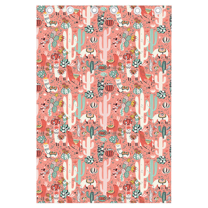 Happy Llama Pattern Print Curtain