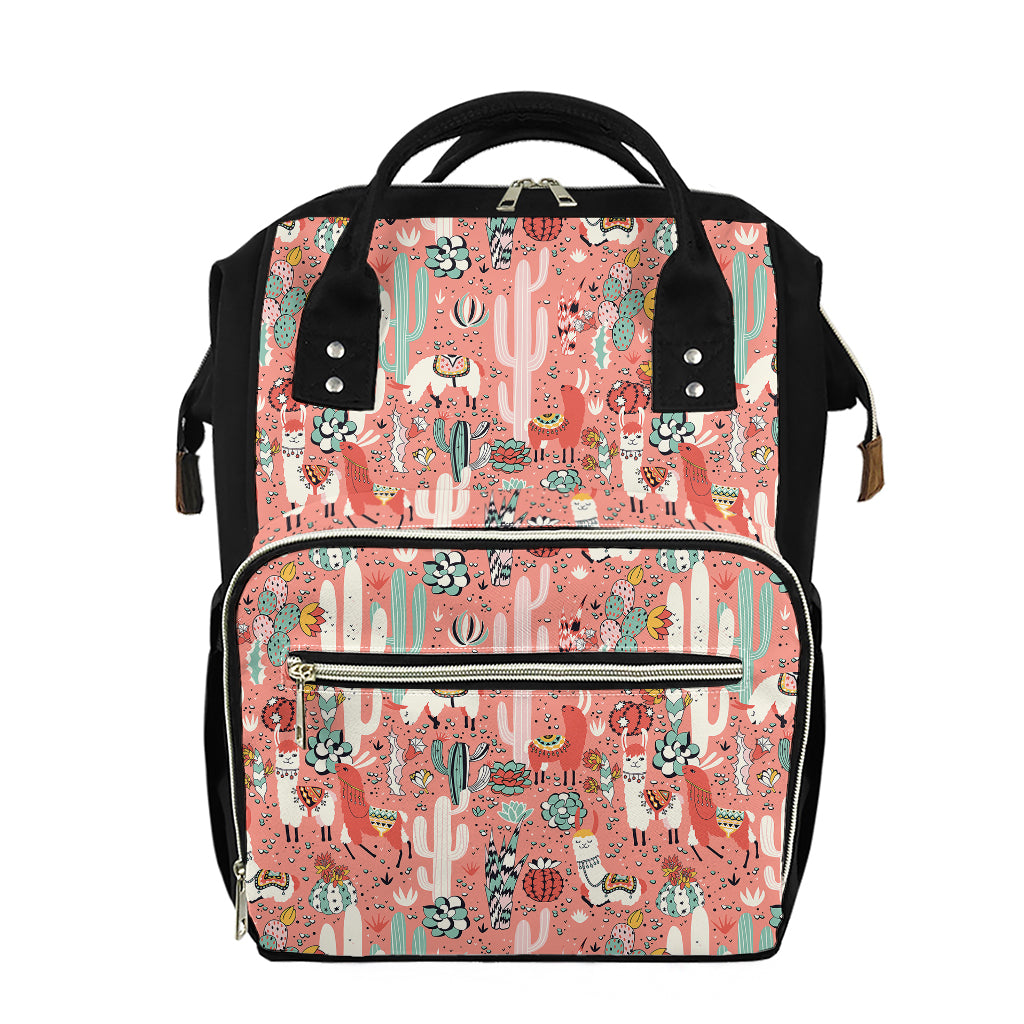 Happy Llama Pattern Print Diaper Bag