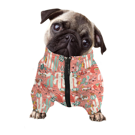 Happy Llama Pattern Print Dog Zip Up Jacket