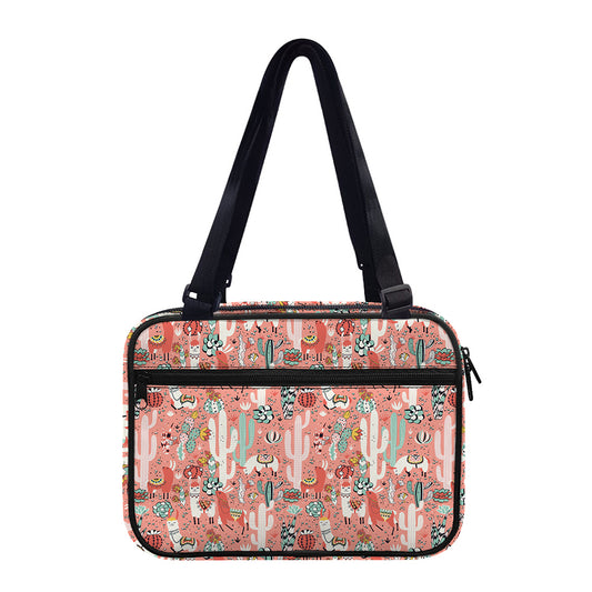 Happy Llama Pattern Print Double Strap Bible Bag