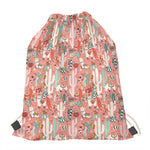 Happy Llama Pattern Print Drawstring Bag