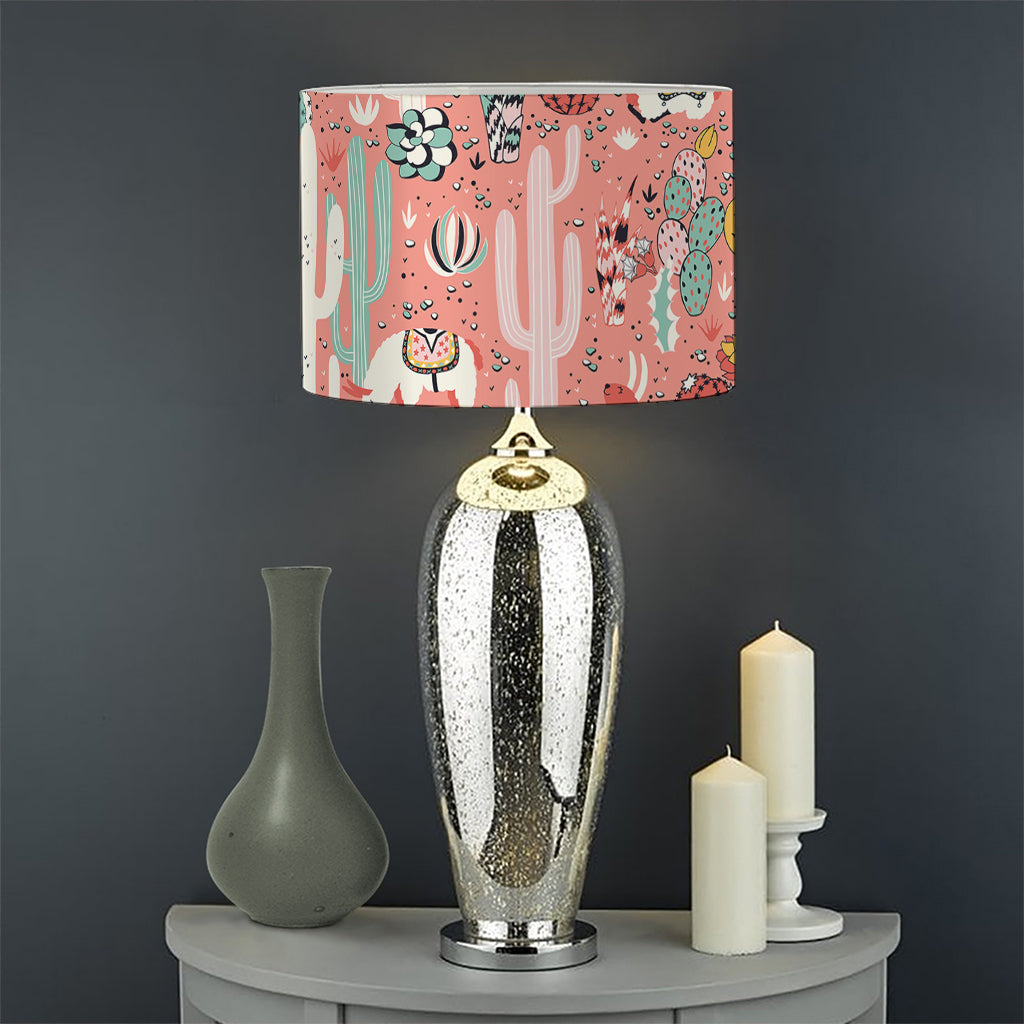 Happy Llama Pattern Print Drum Lamp Shade