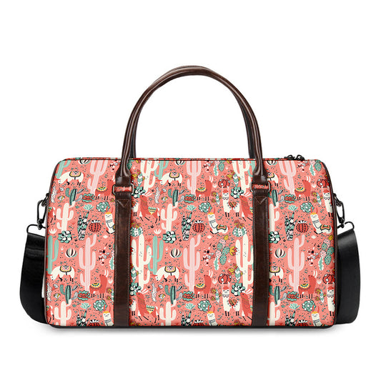 Happy Llama Pattern Print Duffle Bag