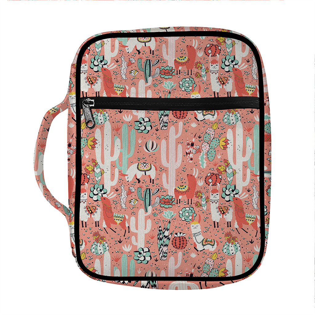 Happy Llama Pattern Print Front Pocket Bible Bag