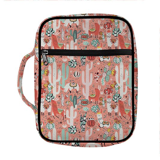Happy Llama Pattern Print Front Pocket Bible Bag