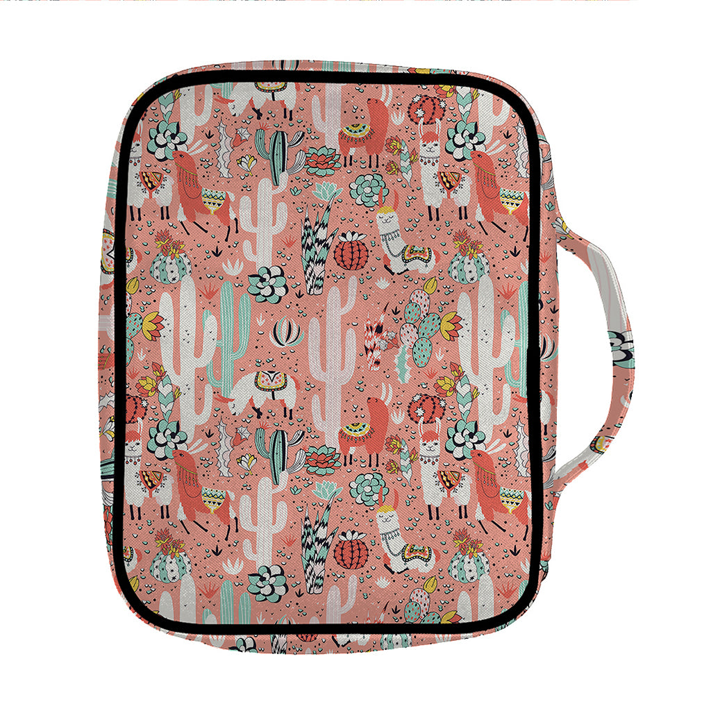 Happy Llama Pattern Print Front Pocket Bible Bag