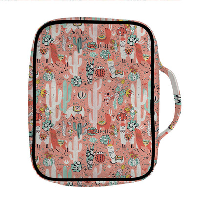 Happy Llama Pattern Print Front Pocket Bible Bag
