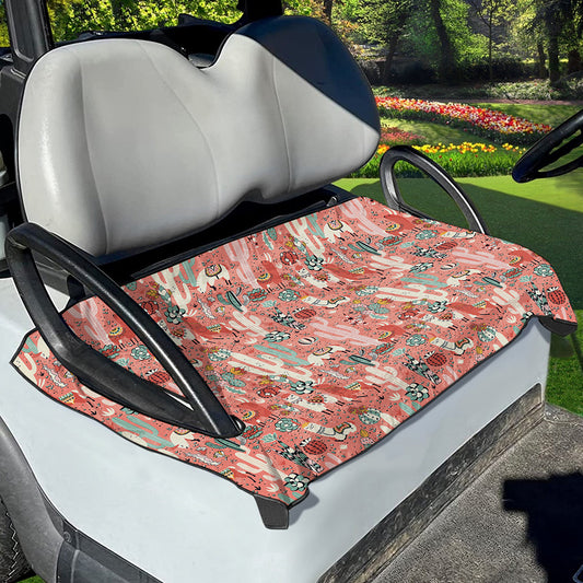 Happy Llama Pattern Print Golf Cart Seat Cover