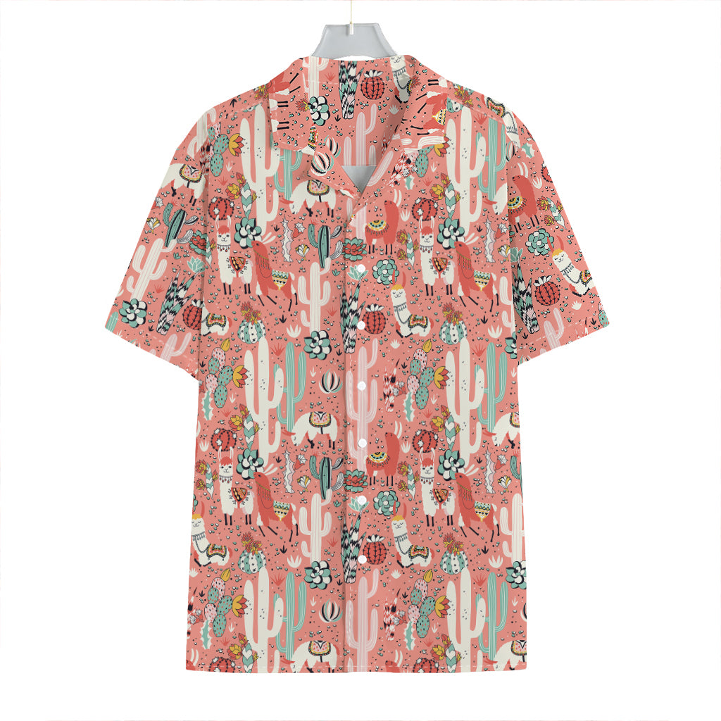 Happy Llama Pattern Print Hawaiian Shirt
