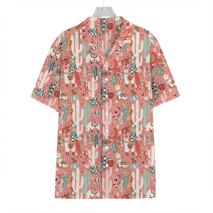 Happy Llama Pattern Print Hawaiian Shirt