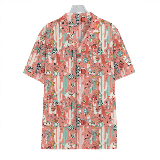 Happy Llama Pattern Print Hawaiian Shirt