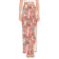 Happy Llama Pattern Print High Slit Maxi Skirt