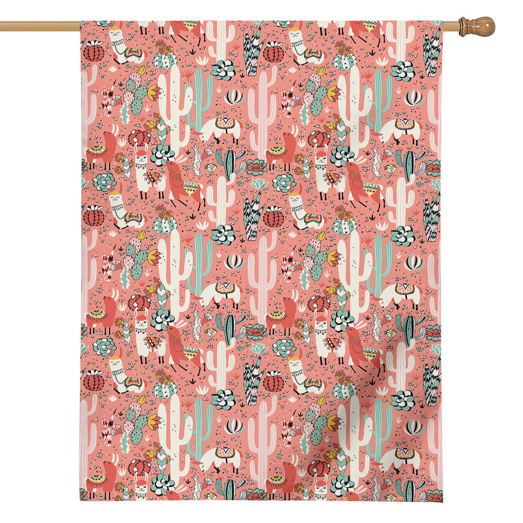 Happy Llama Pattern Print House Flag