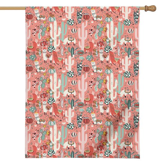 Happy Llama Pattern Print House Flag