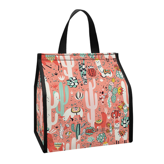 Happy Llama Pattern Print Insulated Lunch Tote