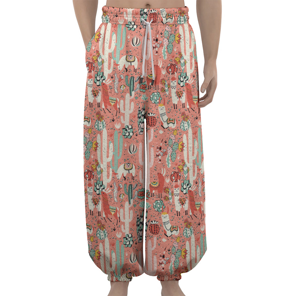 Happy Llama Pattern Print Lantern Pants