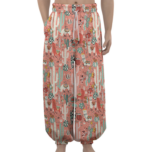 Happy Llama Pattern Print Lantern Pants