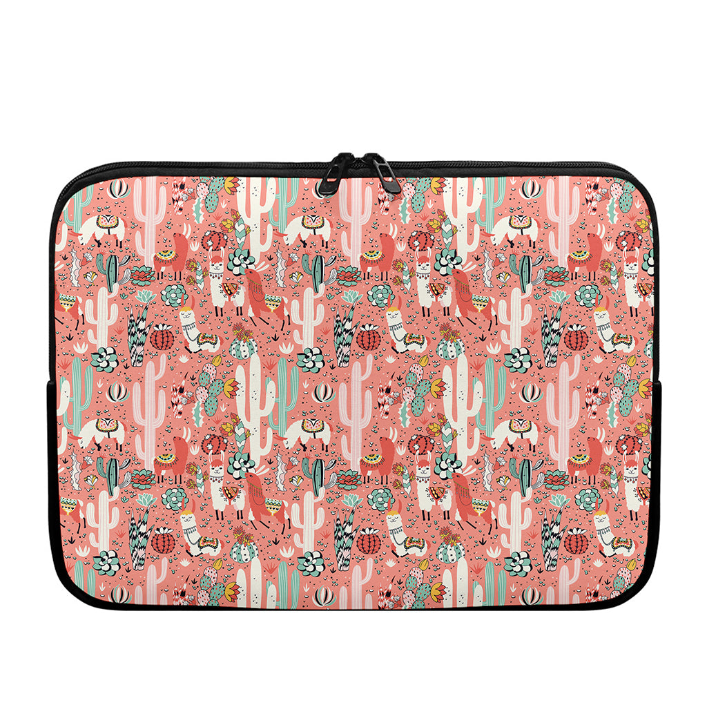 Happy Llama Pattern Print Laptop Sleeve