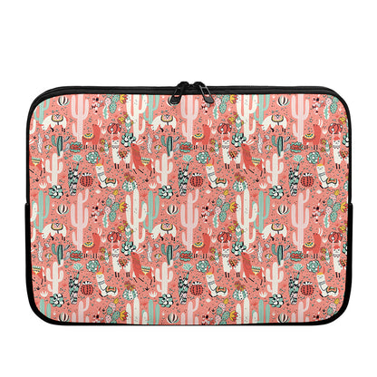Happy Llama Pattern Print Laptop Sleeve