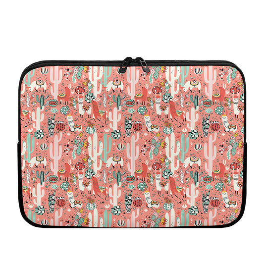 Happy Llama Pattern Print Laptop Sleeve