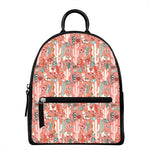 Happy Llama Pattern Print Leather Backpack