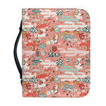 Happy Llama Pattern Print Leather Bible Cover
