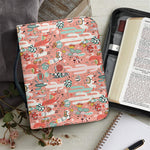 Happy Llama Pattern Print Leather Bible Cover
