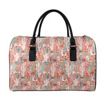 Happy Llama Pattern Print Leather Duffle Bag
