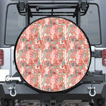 Happy Llama Pattern Print Leather Spare Tire Cover
