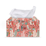 Happy Llama Pattern Print Leather Tissue Box Cover