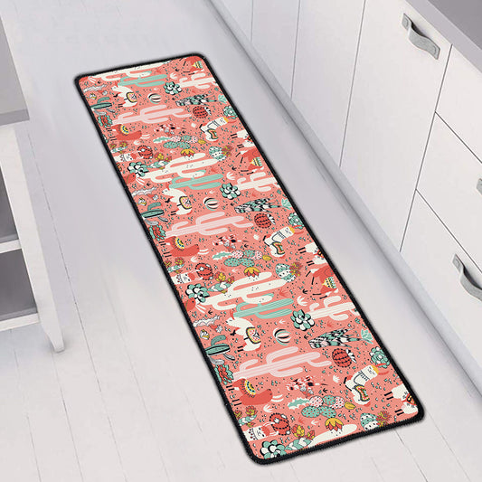 Happy Llama Pattern Print Long Kitchen Mat