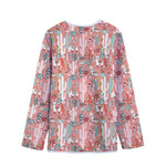 Happy Llama Pattern Print Long Sleeve Short Coat