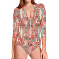 Happy Llama Pattern Print Long Sleeve Swimsuit