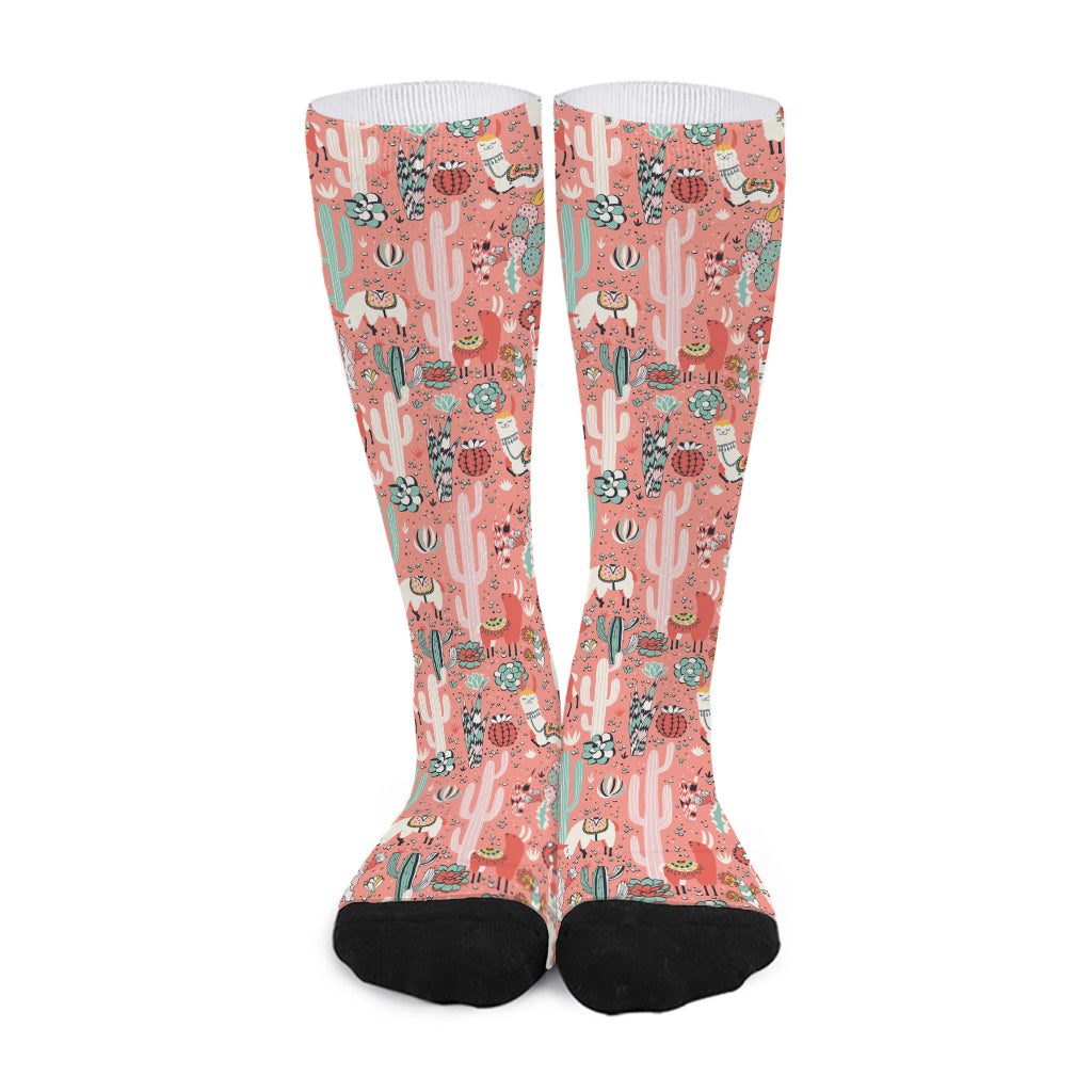 Happy Llama Pattern Print Long Socks