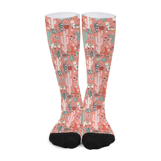 Happy Llama Pattern Print Long Socks