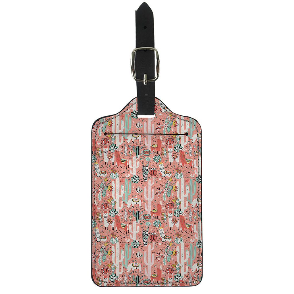 Happy Llama Pattern Print Luggage Tag