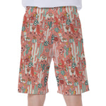 Happy Llama Pattern Print Men's Beach Shorts