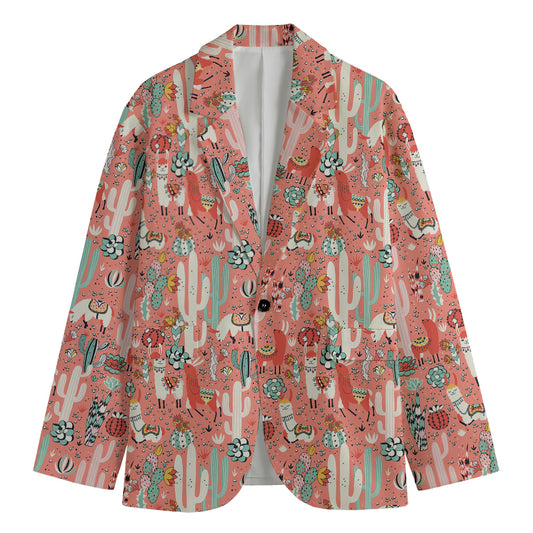 Happy Llama Pattern Print Men's Blazer