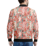 Happy Llama Pattern Print Men's Bomber Jacket