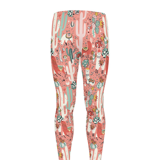 Happy Llama Pattern Print Men's leggings