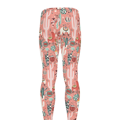 Happy Llama Pattern Print Men's leggings