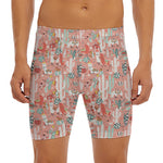 Happy Llama Pattern Print Men's Long Boxer Briefs