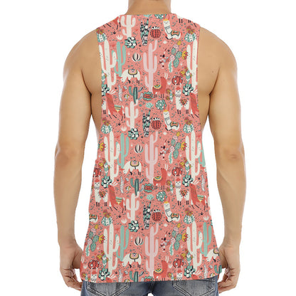 Happy Llama Pattern Print Men's Muscle Tank Top