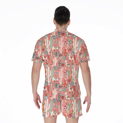 Happy Llama Pattern Print Men's Rompers
