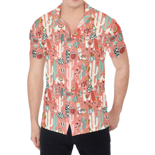 Happy Llama Pattern Print Men's Shirt