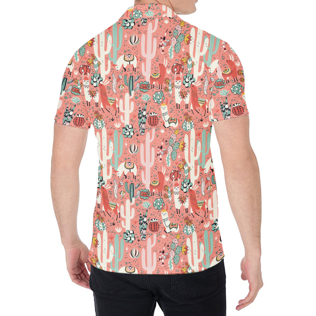 Happy Llama Pattern Print Men's Shirt