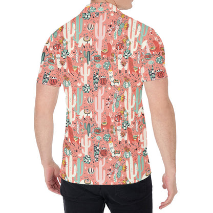 Happy Llama Pattern Print Men's Shirt